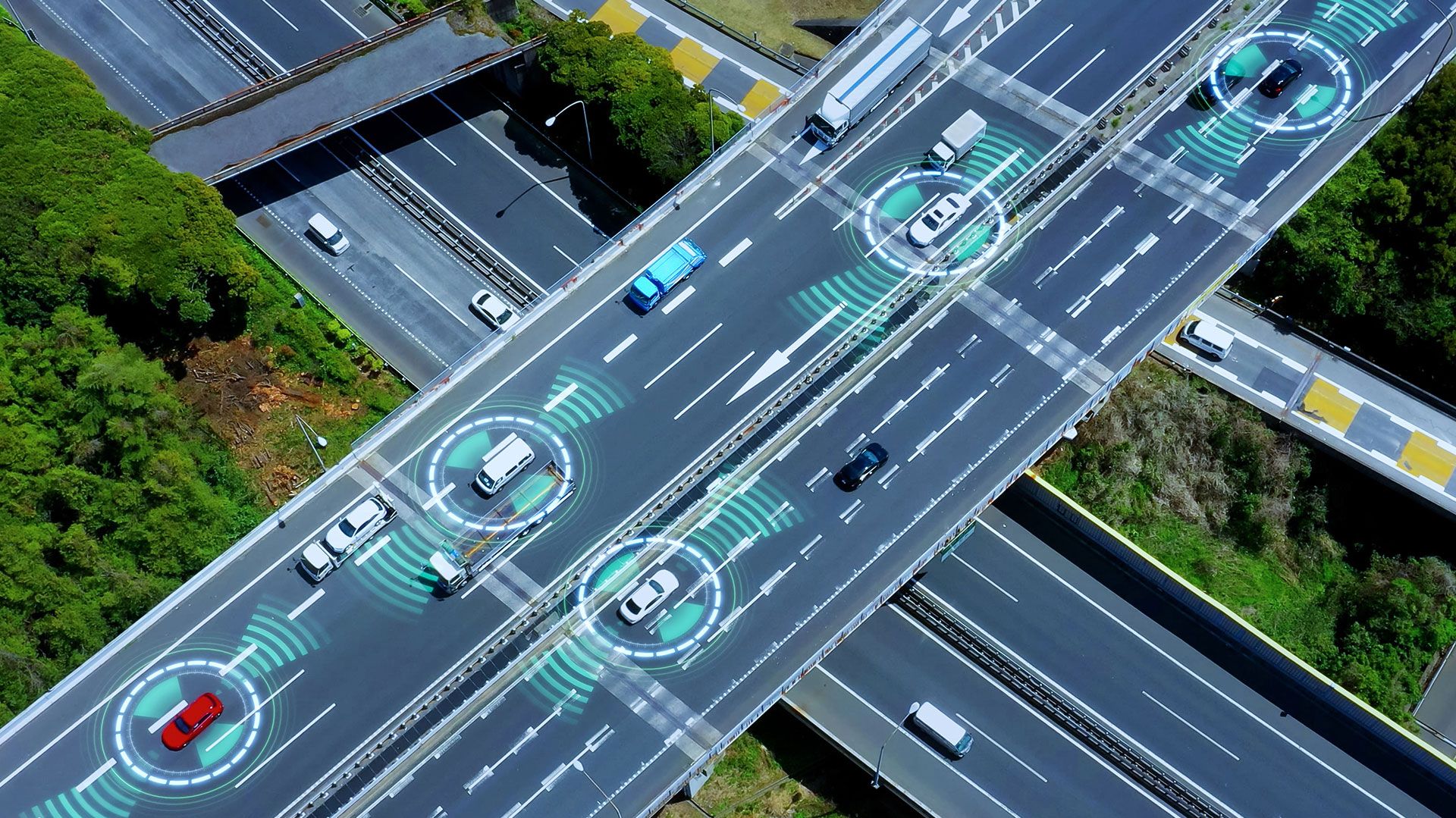 © Kapsch TrafficCom Luftaufnahme einer Straße mit Autos